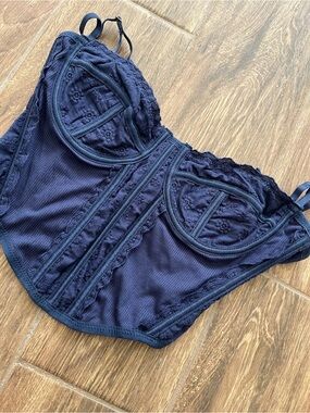 Navy Lace Corset Top - Women Tank Top (Going Out Top)